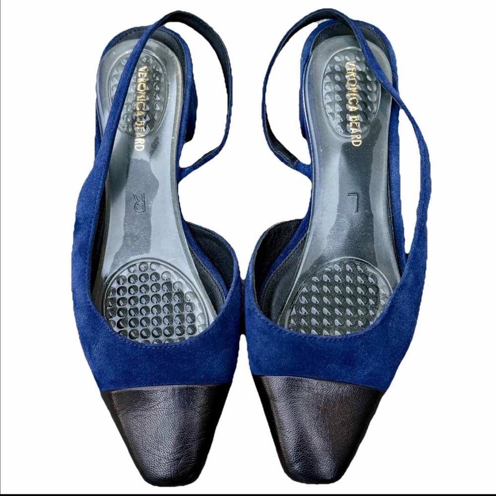 Veronica Beard Cecile Women Size 6.5M Indigo Black Slingback Cap Toe Block Heels